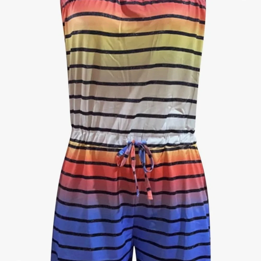 sleeveless striped romper size small NWOT - Picture 3 of 10